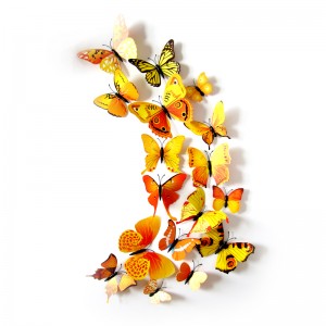 (12 шт) Комплект метеликів 3d на магніті, ЖОВТІ кольорові 